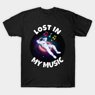 Floating Astronaut – Lost In My Music T-Shirt